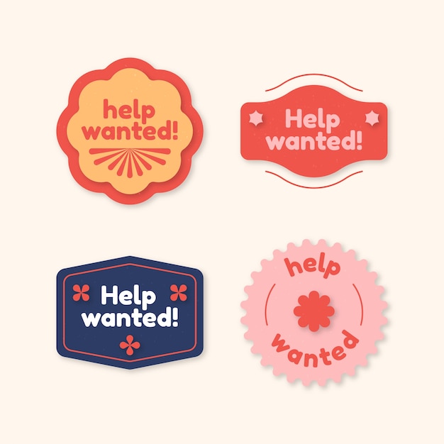 Flat design help wanted labels