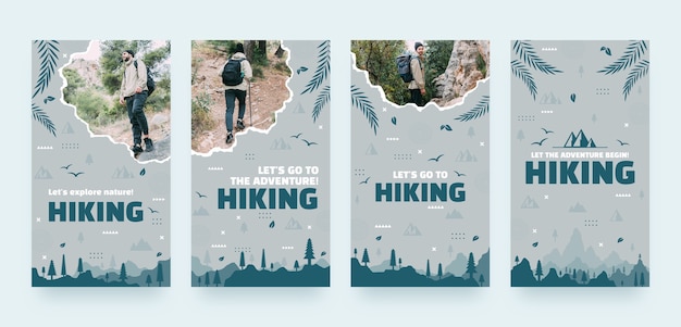 Flat design hiking adventure instagram stories