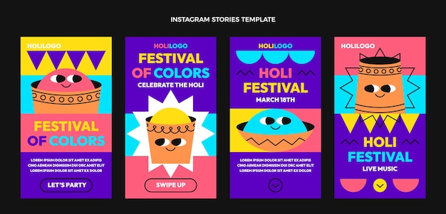 Flat design holi festival template