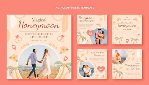 Flat design honeymoon template