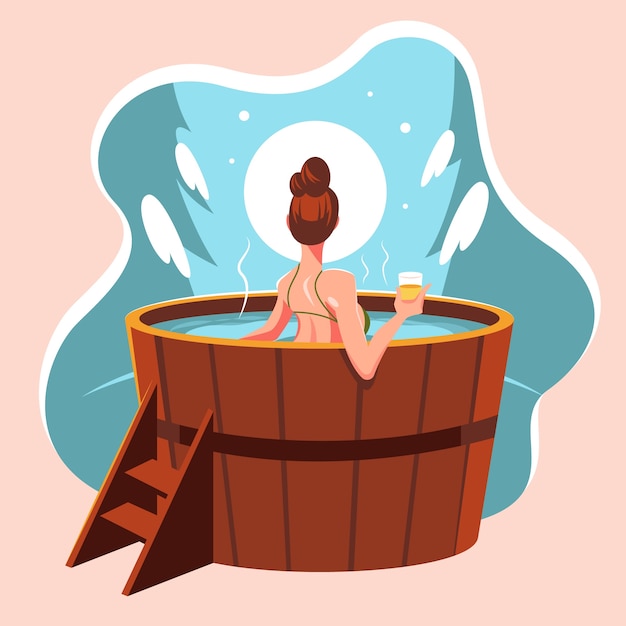 Flat design hot tub illustration