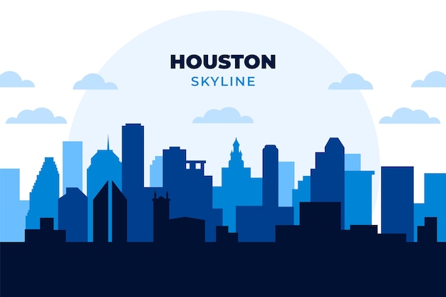 Vector flat design houston skyline silhouette