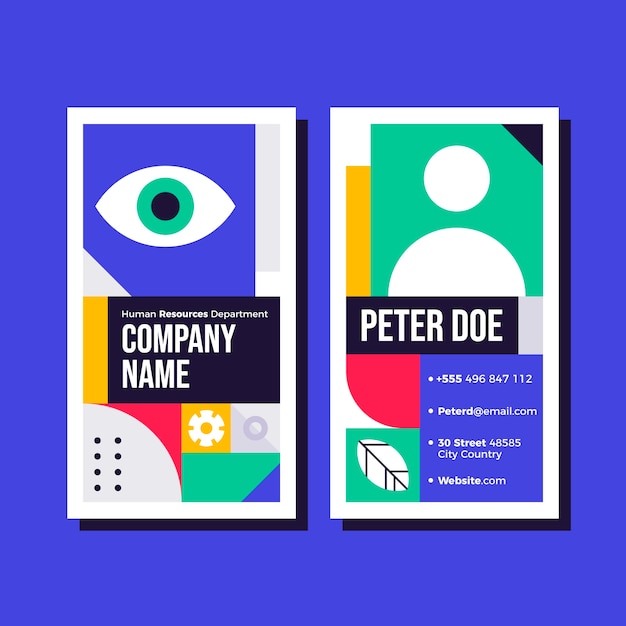 Vector flat design human resources vertical business card