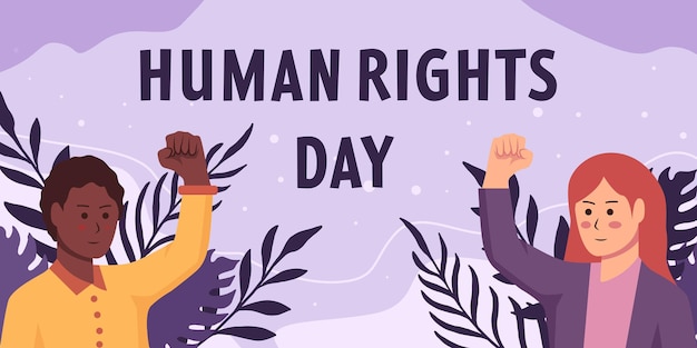 Flat design human rights day horizontal banner illustration