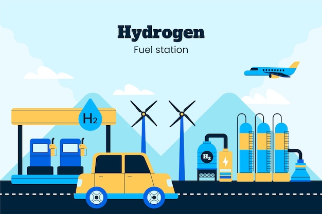 Flat design hydrogen background