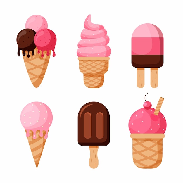 Flat design ice cream pack