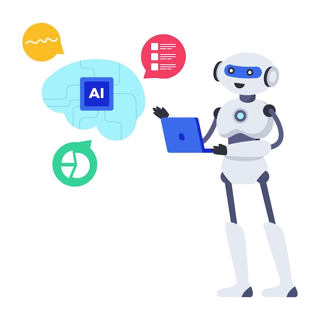 Flat design icon of artificial intelligence a perfect vector available for instant download