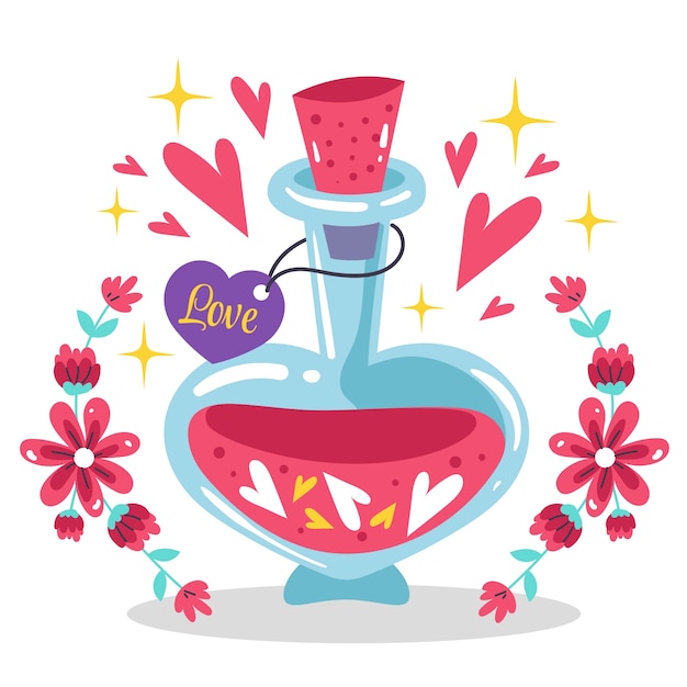 Flat design illustrated love potion