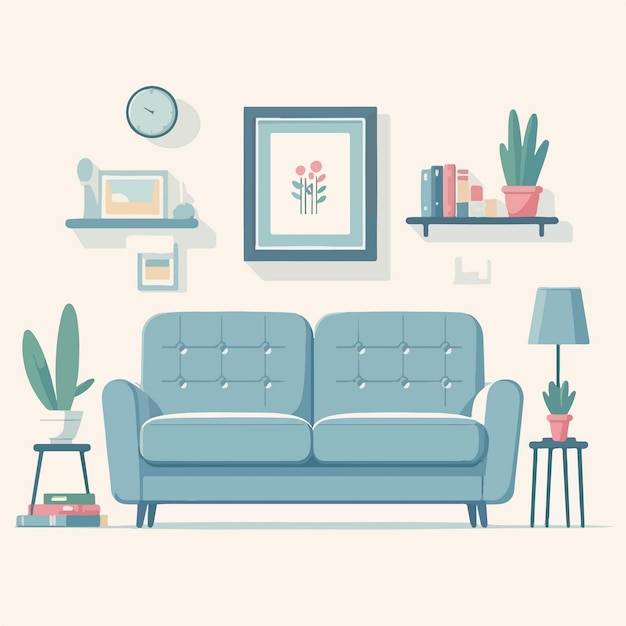 flat design illustration of classic simple room decoration