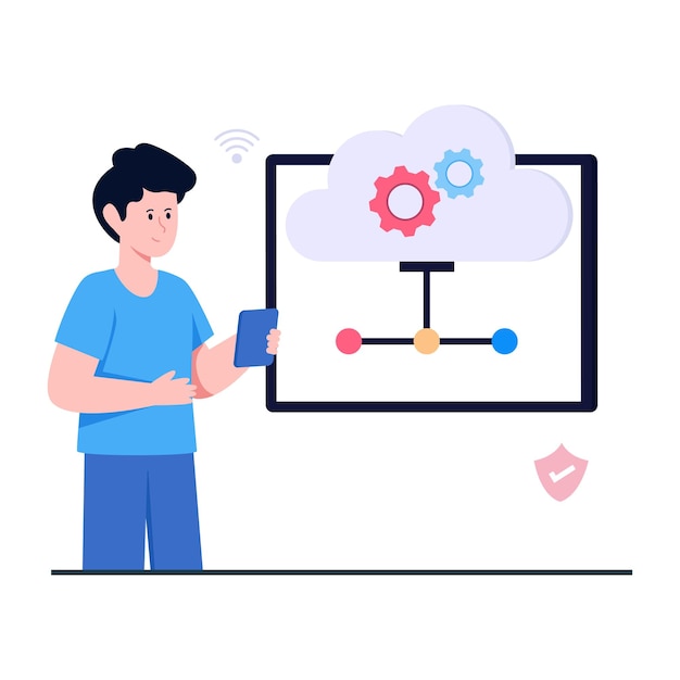 Flat design illustration of cloud development