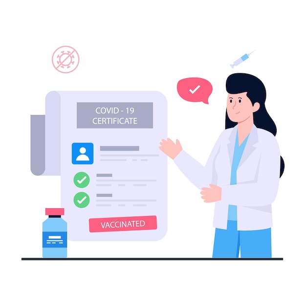 Flat design illustration of covid certificate