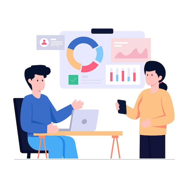 Flat design illustration of data presentation