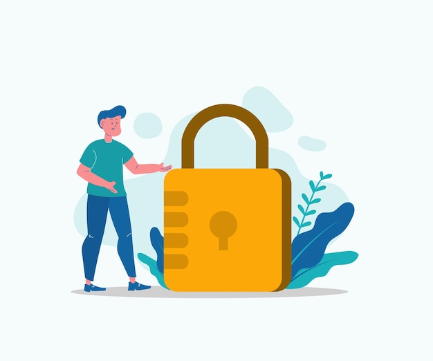 Flat design illustration for data protection business