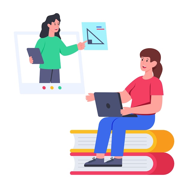 Flat design illustration of elearning