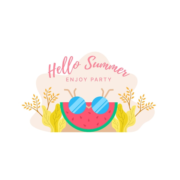 Flat design illustration hello summer background