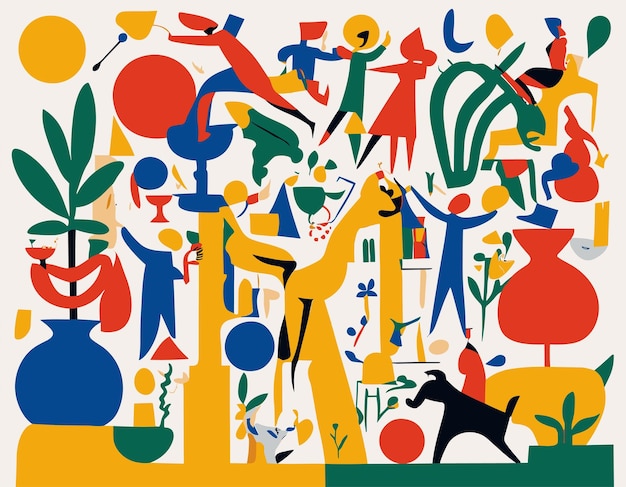 Flat design illustration inspired by Matisse's cutout artworks