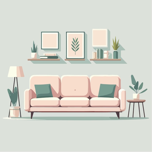 flat design illustration of modern simple room decoration