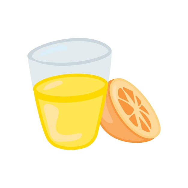 Flat design illustration of an orange juice glass and a slice of orange