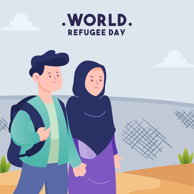 Flat Design Illustration Refugee Day