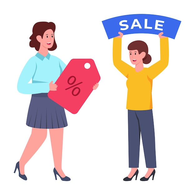 Flat design illustration of shopping discount