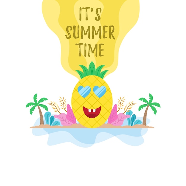 Flat design illustration summer time background