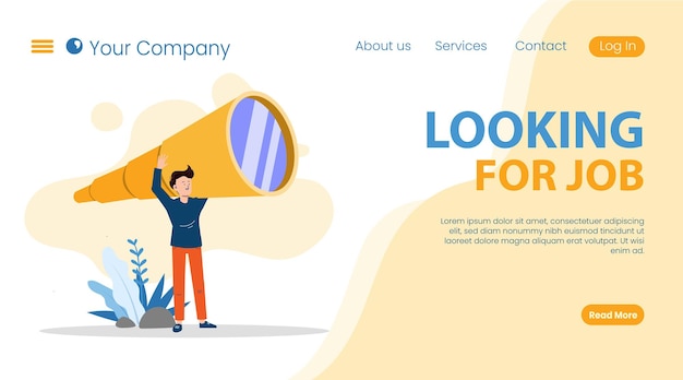 Flat design illustration telescope with design landing page