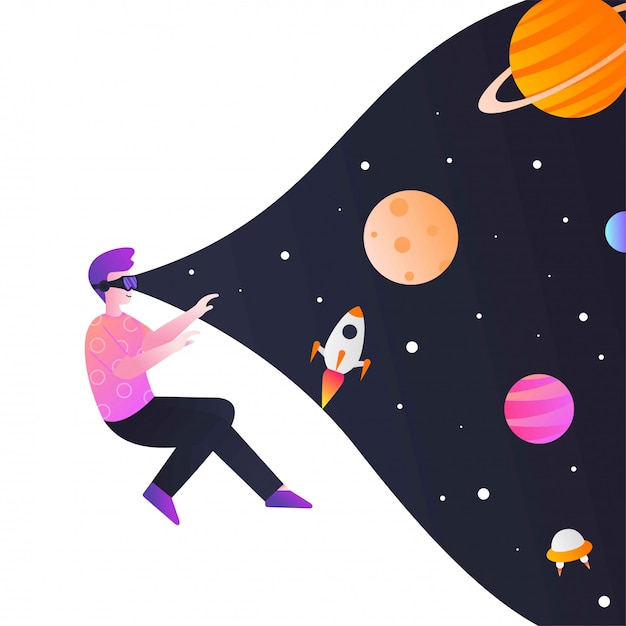 Flat Design Illustration Virtual Reality