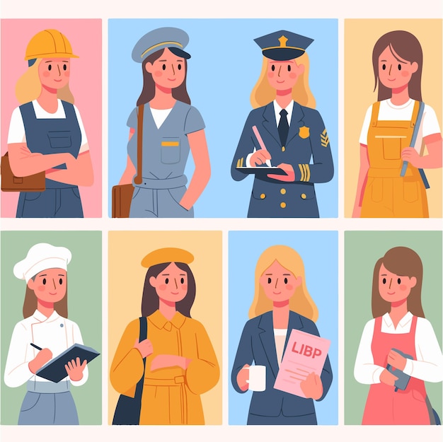 Vector a flat design illustration of woman with her job for womens day vibes