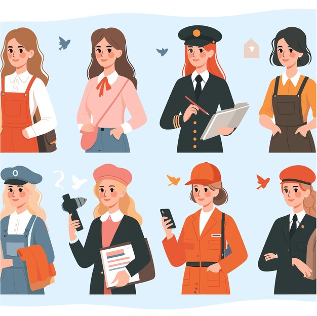 Vector a flat design illustration of woman with her job for womens day vibes