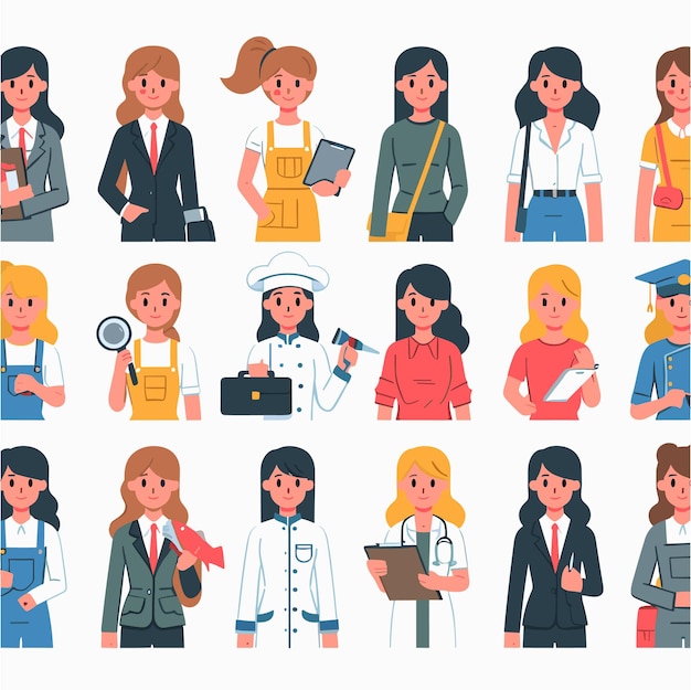 Vector a flat design illustration of woman with her job for womens day vibes