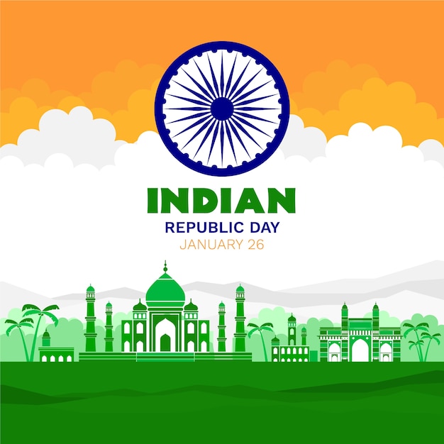 Flat design indian republic day concept