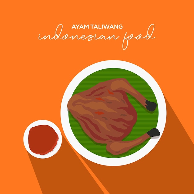 Flat design indonesian food ayam taliwang vector illustration