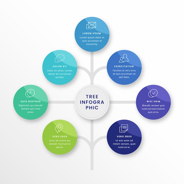 Flat design infographic tree template