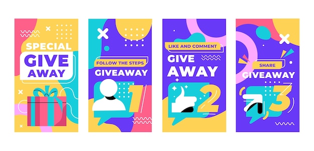 Flat design instagram stories discount template