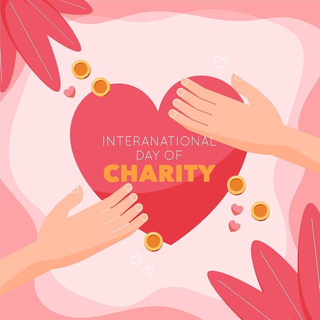 Flat design international day of charity concept