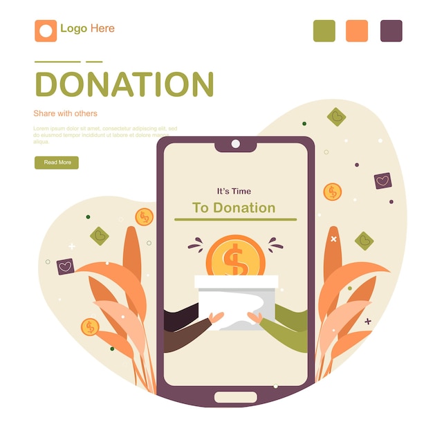 Flat design international day of charity concept