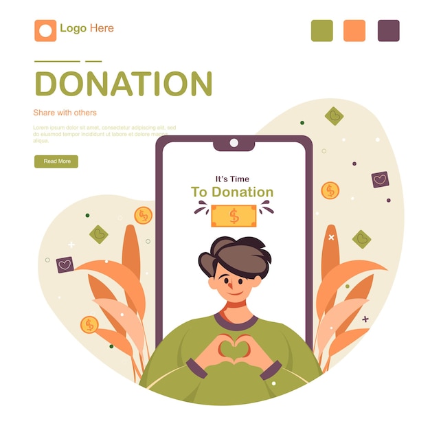 Flat design international day of charity concept