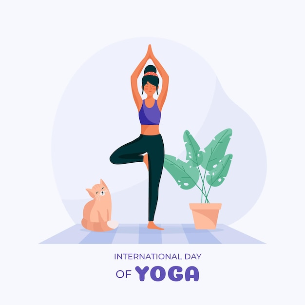 Flat design international day of yoga illustration