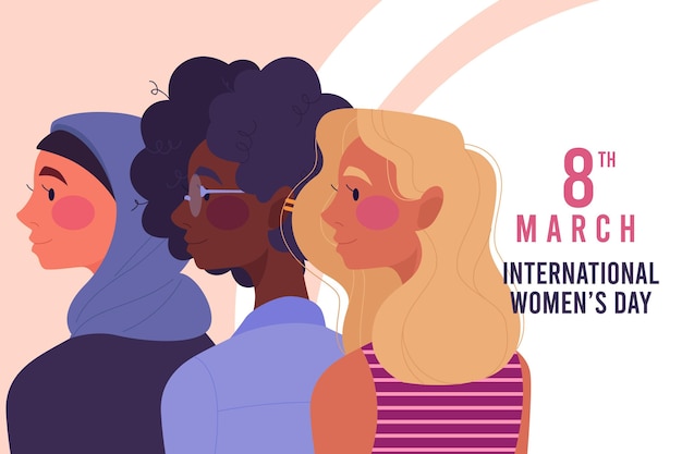 Flat design international women's day illustration