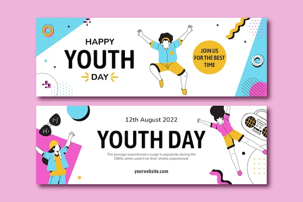 Flat design international youth day banner template