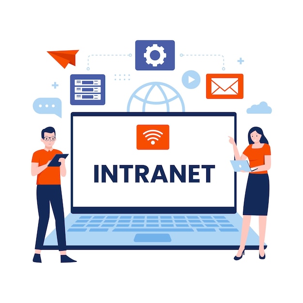 Flat design of intranet internet network connection Illustration for websites landing pages mobile applications posters and banners Trendy flat vector illustration