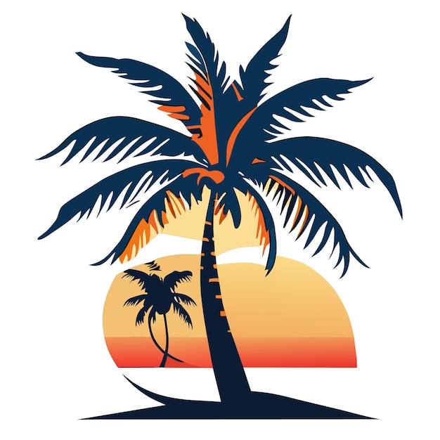 Flat Design of an Isolated Palm Tree on a White Background