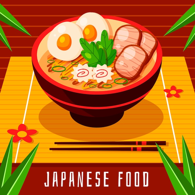 Flat design japan food illustration