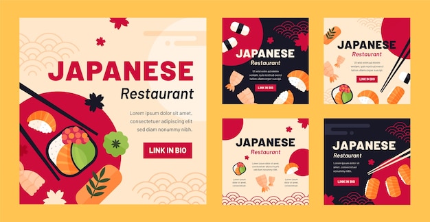 Flat design japanese restaurant template design