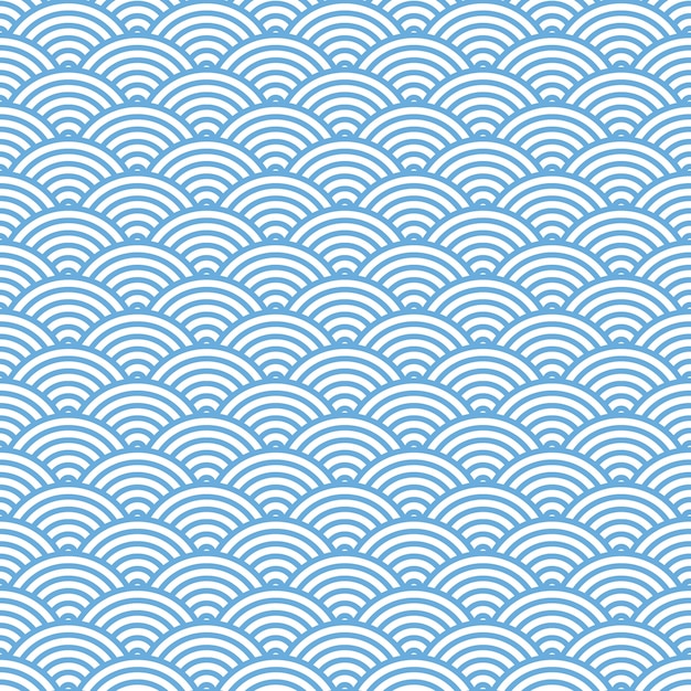 Flat design japanese wave pattern