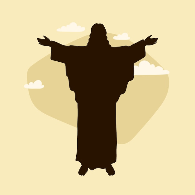 Flat design jesus silhouette illustration