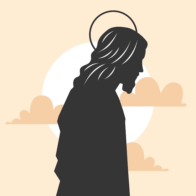 Flat design jesus silhouette