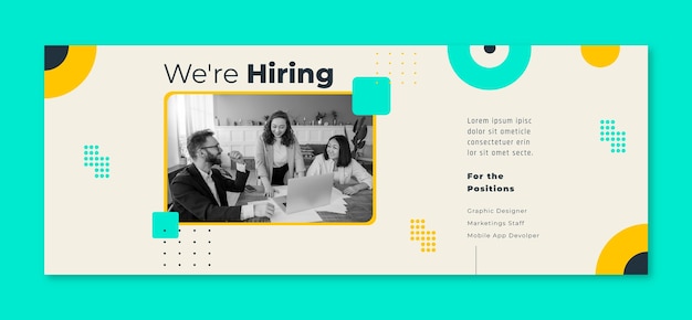 Vector flat  design job fair facebook cover template