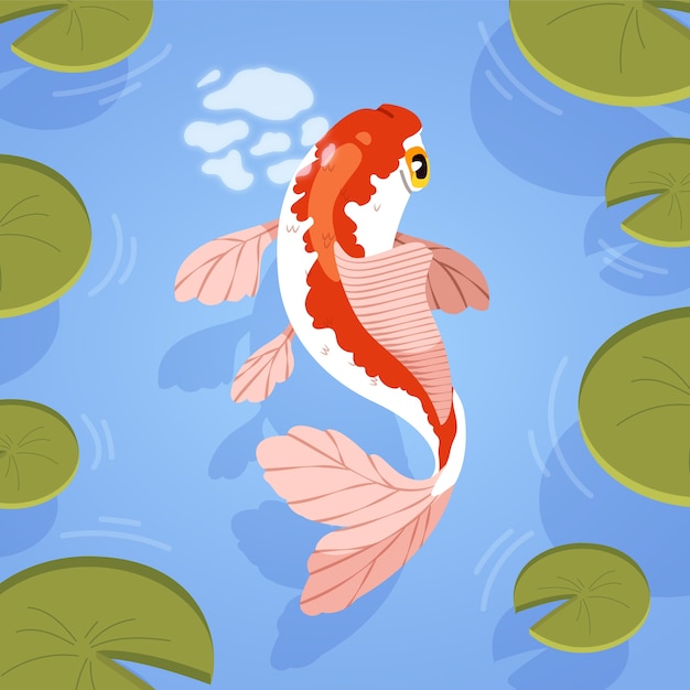 Flat design koi fish illustration