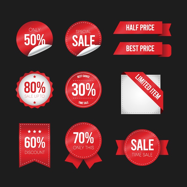 Flat design of labels. Collection of sale tags.  